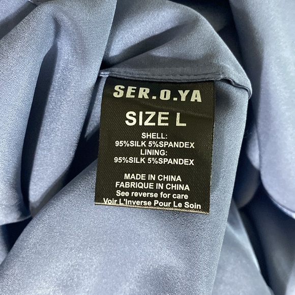 SER.OY.A Alisa Silk Mini Dress in Country Blue Size L - Picture 11 of 11